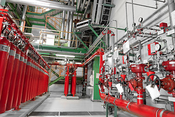 Image showing Large CO2 fire extinguishers in a power plant