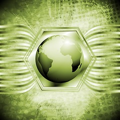 Image showing Grunge tech vector background with globe