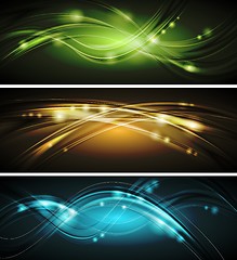 Image showing Glowing wavy vector banners