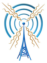 Image showing digital transmitter sends signals from high tower