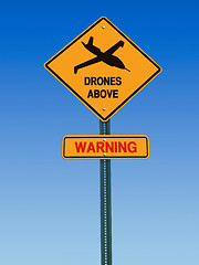 Image showing warning drones above sign
