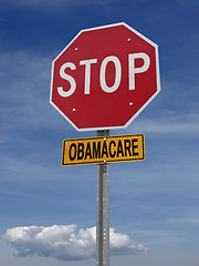 Image showing stop obamacare ahead conceptual post