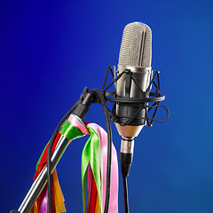 Image showing Microphone on blue background