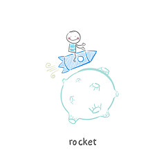 Image showing man on rocket