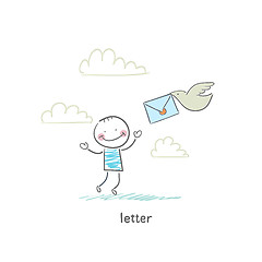 Image showing A man and a letter. Illustration.