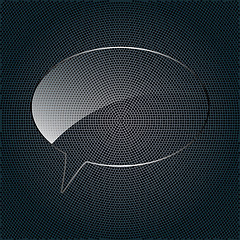 Image showing Abstract glass speech bubble  on a metal background