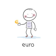 Image showing Man holding euro sign . Illustration