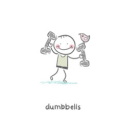 Image showing Man lifts dumbbells