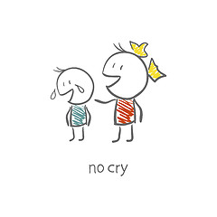 Image showing The girl comforted the crying boy