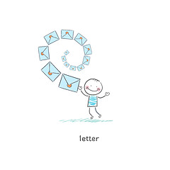 Image showing A man and a letter. Illustration.