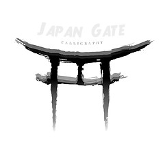 Image showing Japan Gate calligraphy. Abstract symbol of hand-drawn