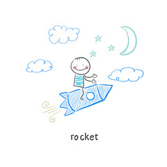 Image showing man on rocket