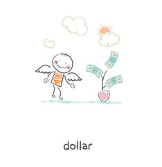 Image showing Money tree and angel. Illustration.