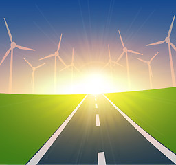 Image showing Wind Turbines Landscape 