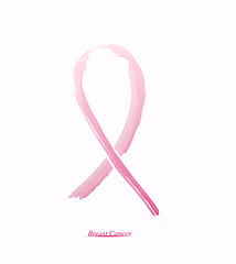 Image showing Pink ribbon on her chest to support breast cancer cause or AIDS.