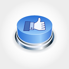 Image showing Social media concept. Blue Like button in perspective. Thumb Up