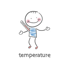 Image showing Man measures the body temperature. Illustration.