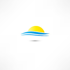 Image showing sea waves and rising sun vector illustration