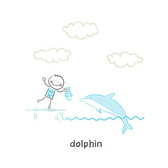 Image showing dolphin and man