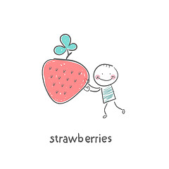 Image showing Man and strawberries