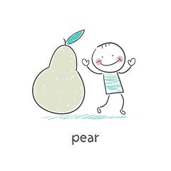 Image showing Man and pear