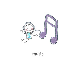 Image showing A man listens to music. Illustration.