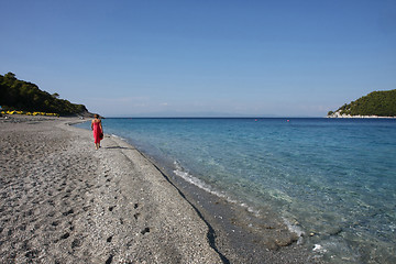 Image showing Lady on the beach