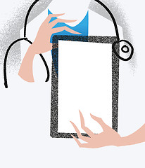 Image showing Doctor holding a tablet. Medical illustration.