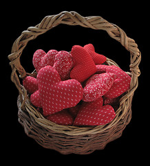 Image showing basket full of red hearts