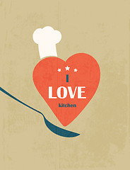 Image showing I love the kitchen. Retro poster.