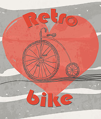 Image showing old retro bicycle grunge background