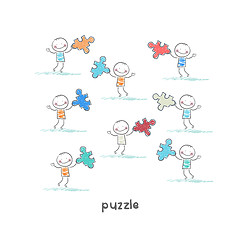 Image showing Man and  puzzle. Illustration.