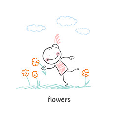 Image showing Girl and flowers