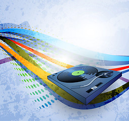 Image showing abstract grunge background, Illustration of a turntable