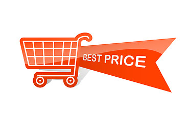 Image showing Sale design sticker with shopping basket. Best price