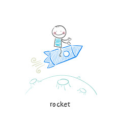 Image showing man on rocket