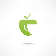 Image showing An apple and a cup. Icon of apple juice