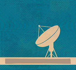 Image showing Radar translation. Satellite dishes antena. Retro poster