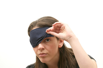 Image showing Woman wearing a blindfold