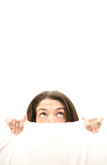 Image showing Hiding business woman