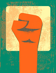 Image showing Red clenched fist retro poster