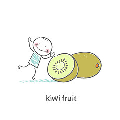 Image showing Kiwi fruit and a man