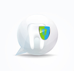 Image showing The shield with the image of the tooth.  Concept speech bubble