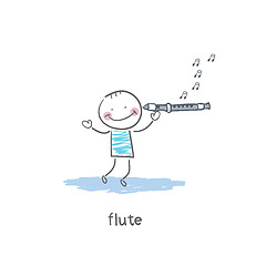 Image showing Man plays the flute