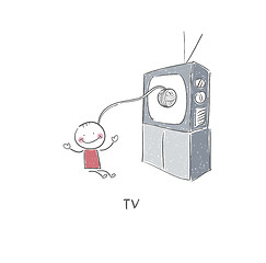 Image showing Man and TV
