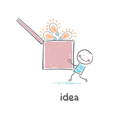 Image showing A man carries a box of ideas. Concept ideas.