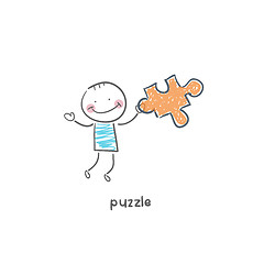 Image showing Man and  puzzle. Illustration.