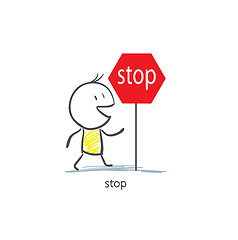 Image showing Man To Stop Sign 