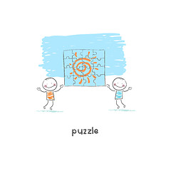Image showing Man and  puzzle. Illustration.