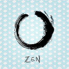 Image showing Zen calligraphy brushstroke circle. Oriental character.